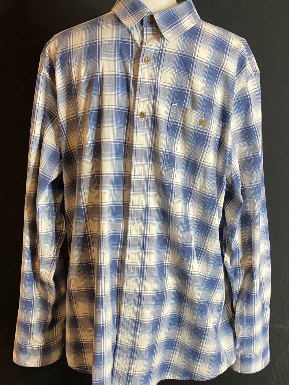 Lee Blue and White Plaid Button-Down Shirt